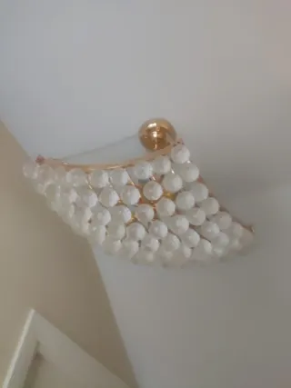 Lámpara de techo cristal y metal dorado