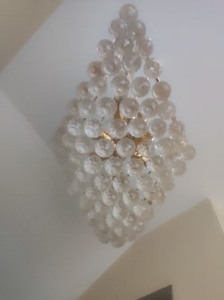 Lámpara de techo cristal y metal dorado