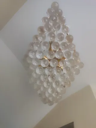 Lámpara de techo cristal y metal dorado