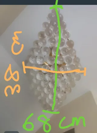 Lámpara de techo cristal y metal dorado