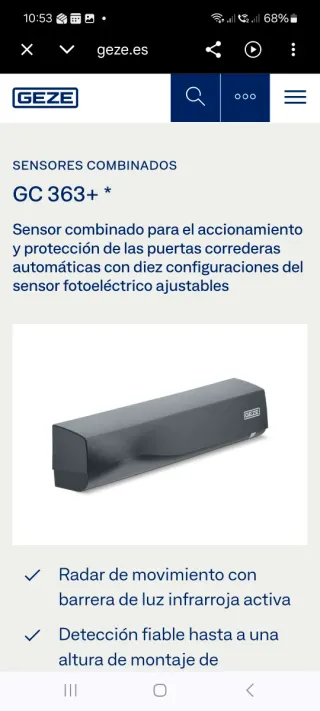 GEZE GC 363+ R Infrarrojos + Radar