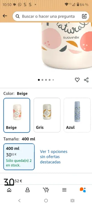 Termo Papillero Suavinex Go Natural como nuevo