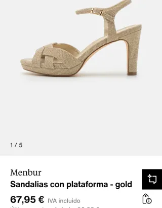 Sandalias Menbur tacón plataforma doradas