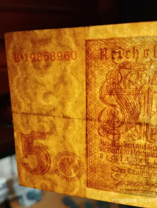 5 Reichsmark 1942 Ocupación Alemana 2GM.