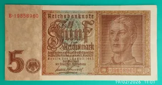 5 Reichsmark 1942 Ocupación Alemana 2GM.