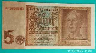 5 Reichsmark 1942 Ocupación Alemana 2GM.