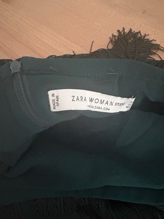 Falda Zara Studio flecos verde