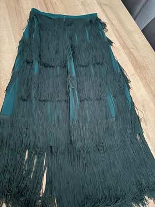 Falda Zara Studio flecos verde
