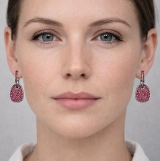 Pendientes Plata Rodiada Con Rubí Natural