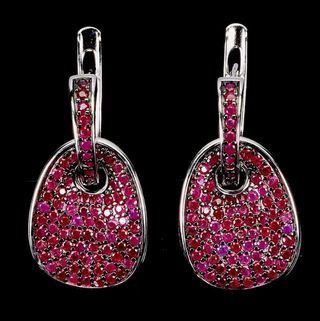 Pendientes Plata Rodiada Con Rubí Natural