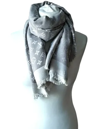 Bufanda Louis Vuitton Gris y Plateada Monogram