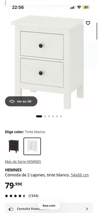 Cómoda/Mesita Noche Hemnes Blanca
