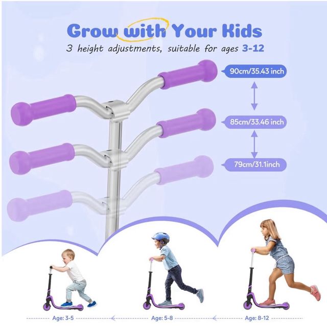 Monopattino Infantile TONBUX con Luci LED 3-12 Anni