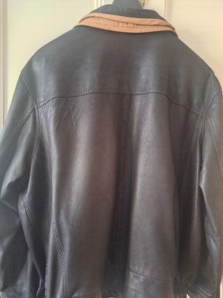 Cazadora de Piel Hombre Marrón Talla XL