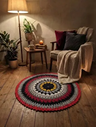 Alfombra redonda crochet 110 cm