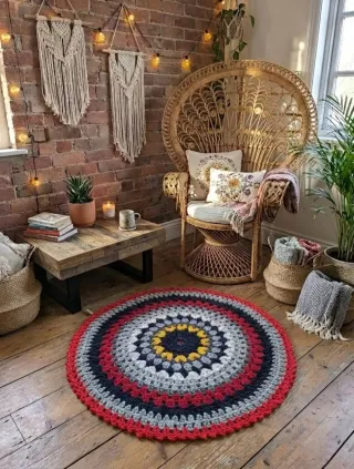 Alfombra redonda crochet 110 cm