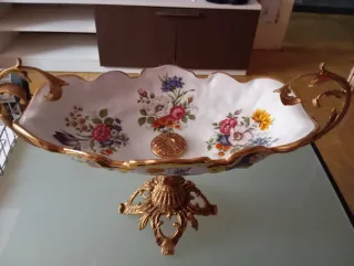 Frutero antiguo flores dorado bronce