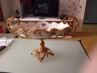 Frutero antiguo flores dorado bronce