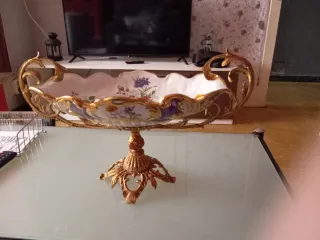 Frutero antiguo flores dorado bronce