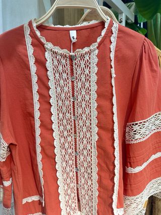 Blusa Boho Chic Encaje Terracota -estilo romantic