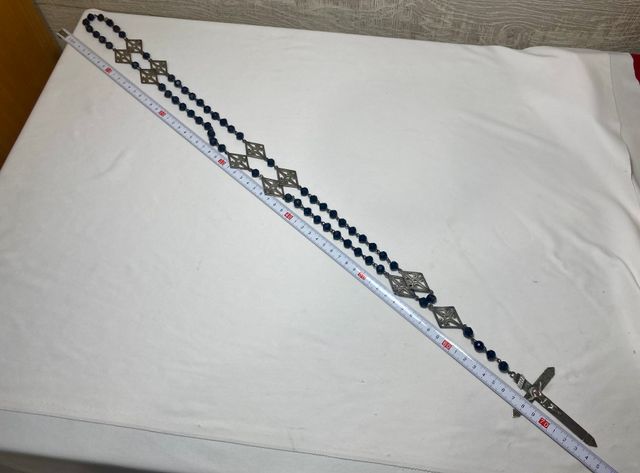 Rosario antiguo de plata y azabache