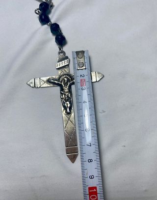 Rosario antiguo de plata y azabache