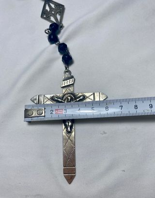 Rosario antiguo de plata y azabache
