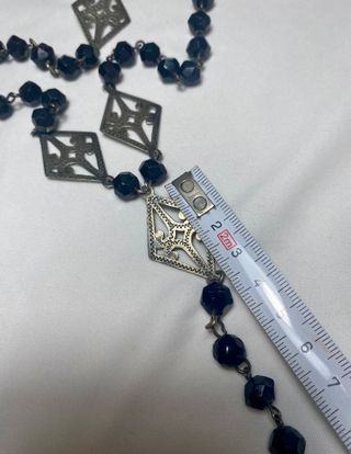 Rosario antiguo de plata y azabache