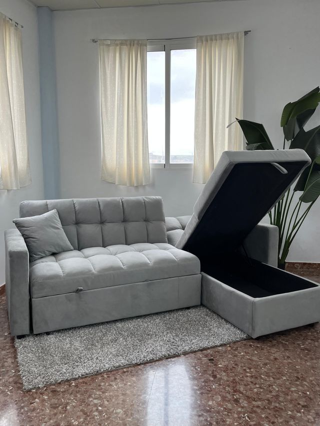 SPEDIZIONE GRATUITA!! Divano letto grigio in tessuto