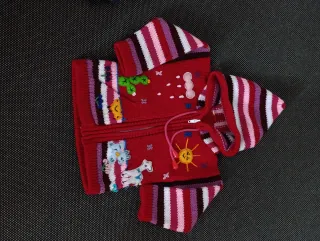 Jersey infantil rojo con capucha.