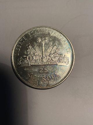 Moneta Argento 25 Gourdes Haiti 1973