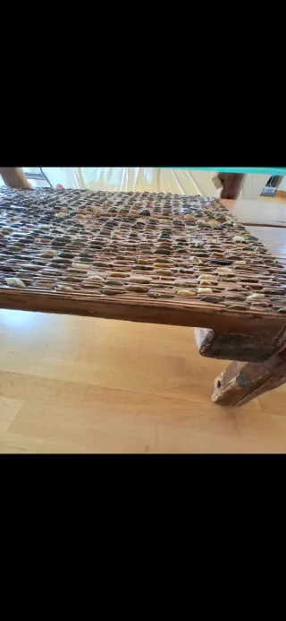 Mesa Centro Trillo Antiguo Madera y Cristal