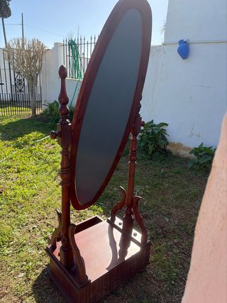 Specchio da terra in legno con cassetto