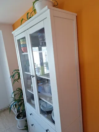 Vitrina Ikea Hemnes Blanca con Cajones