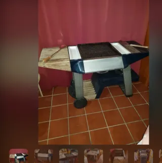 Barbacoa azul y gris