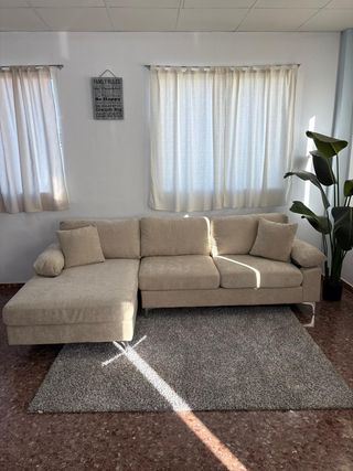 Sofá chaise longue beige nuevo - entrega gratis