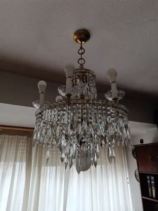 Lámpara de araña vintage de cristal