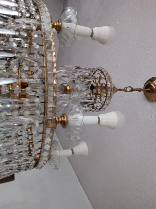 Lámpara de araña vintage de cristal