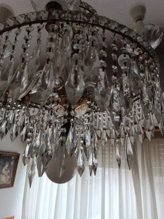 Lámpara de araña vintage de cristal