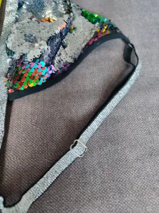 Top lentejuelas multicolor y plateado