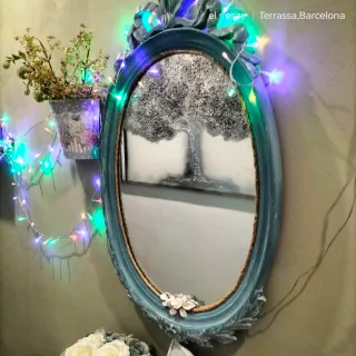 Recibidor consola con espejo azul shabby chic