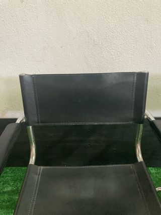 2 Sillas Diseño Acero y Piel Negras