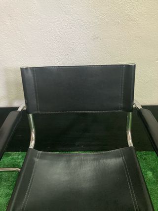 2 Sillas Diseño Acero y Piel Negras