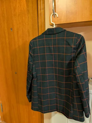 Americana cuadros verde y naranja Talla S