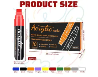 Rotuladores Acrílicos 15mm (10 Colores). Nuevos.