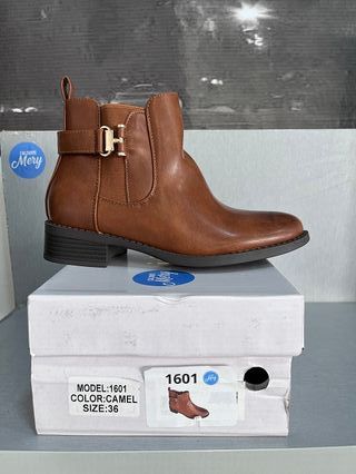 Botines Piel Sintética Talla 36 Marrón Nuevos