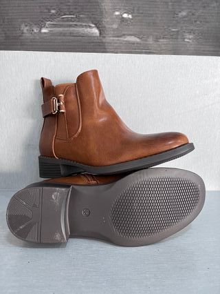 Botines Piel Sintética Talla 36 Marrón Nuevos