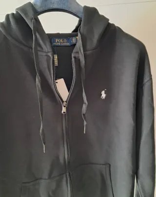 Felpa Polo Ralph Lauren Nera Taglia L Zip Hoodie