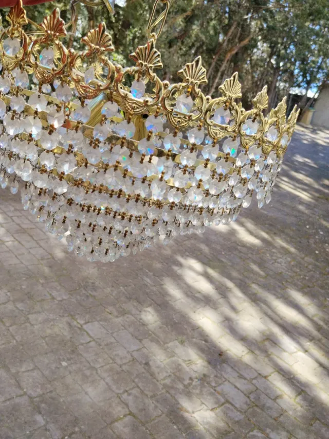 Lámpara de techo de cristal dorada