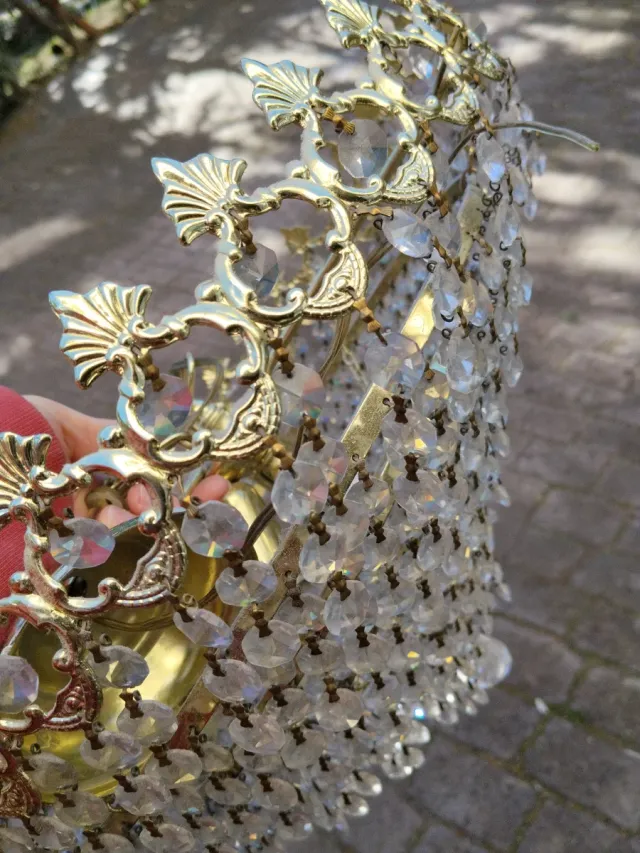 Lámpara de techo de cristal dorada